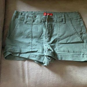 Green Denim Shorts Olive Green